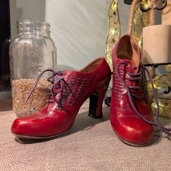 John Fluevog Shoes - John Fleuvog Red Lace-Up Heels